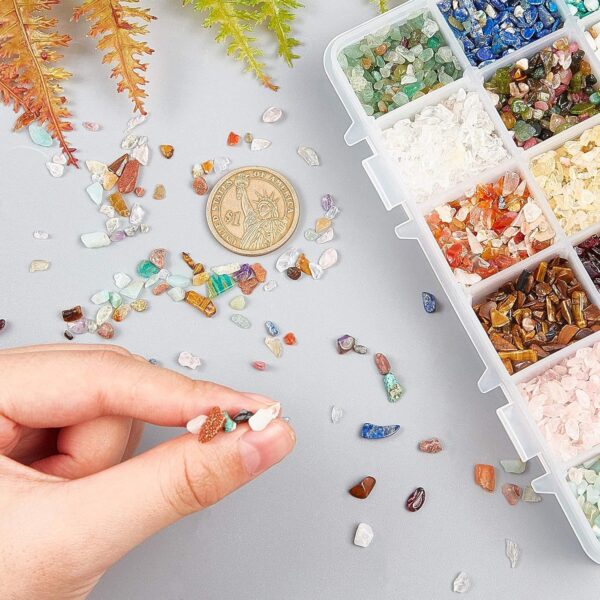 NBEADS 1 Box Undrilled Gemstone Chips, 18 Styles Natural Irregular Crystal Chips Chakra Stone Beads for Jewelry Making, 2-8mm - Image 5