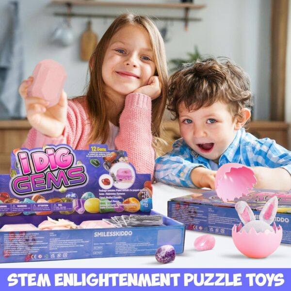 TERRIFI Gemstone Dig Kit, Dig Up 12 Real Gems, Gemstones and Crystals Excavation Kit, STEM Toys Rock Collection for Kids, Educational Party Gifts for Boys and Girls - Image 5