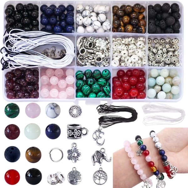 Fishdown 418 pcs 8mm Crystal Beads for Jewelry Making, Natural Stone Healing Beads for Bracelets, Gemstone Beading & Jewelry Necklace Making DIY Kit - Image 2