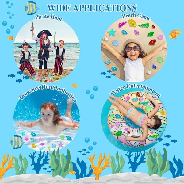 50 pcs Diving Gem Pool Toy, Gem with Treasure Pirate Chest Box Summer Underwater Acrylic Gemstones Set Underwater Swimming Toy for Pool Use Treasures Gift Sets for Kids Party Favors (Multicolor) - Image 7