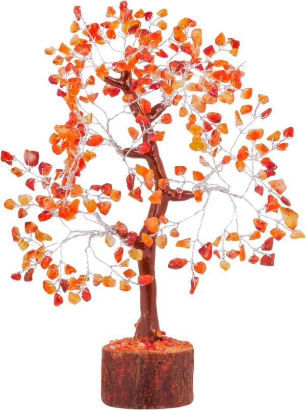 YATHABI Carnelian Feng Shui Gemstone Crystal Tree Bonsai Trees for Chakra Healing Stone Crystals Good Luck House Decoration Spiritual Gift Office Table Décor Size 10-12 Inch (Silver Wire)… - Image 9