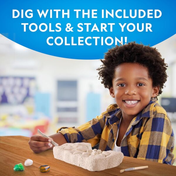 NATIONAL GEOGRAPHIC Super Gemstone Dig Kit - Excavation Gem Kit with 10 Real Gemstones for Kids, Discover Gems with Dig Tools & Magnifying Glass, Science Kits for Kids Age 8-12, Crystals for Kids - Image 5
