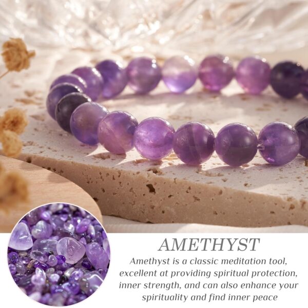 Seyaa Stress Relief Anxiety Yoga Bracelet, Natural Crystal Stone Healing Gifts for Women Men Teens, Stone, no gemstone, Green - Image 3