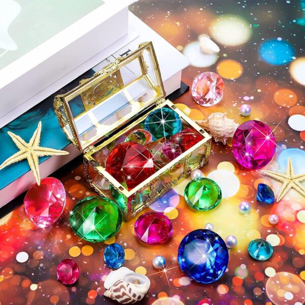AM ANNA Diving Gem Pool Toy,24 Colorful Summer Swimming Gem Diving Toys with 2 Treasure Pirate Boxes Summer Underwater Swimming Toy Set with Acrylic Gemstones Set for Kids Swimming Pool Party Favors - Image 4