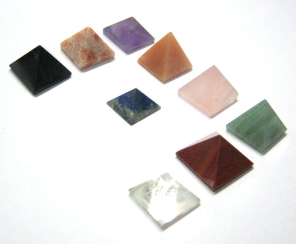 CRYSTALMIRACLE Lot Of 9 Multi Crystal Loose mini Pyramids Bagua Vaastu crystal healing wellness Feng shui Reiki Gemstone - Image 4