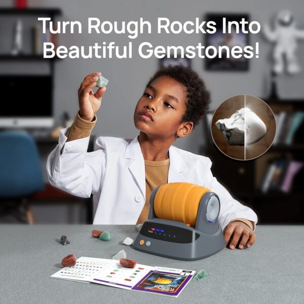 Rock Tumbler Kit for Kids, Hobby Edition includes 9 Rough Gemstones, Polishing Grits, Jewelry Fastenings, Noise Reduction Cover - Educational STEM Science Kit for 8+ Year Old Kids Rock Polisher - Image 4