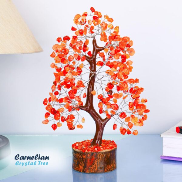 YATHABI Carnelian Feng Shui Gemstone Crystal Tree Bonsai Trees for Chakra Healing Stone Crystals Good Luck House Decoration Spiritual Gift Office Table Décor Size 10-12 Inch (Silver Wire)… - Image 4