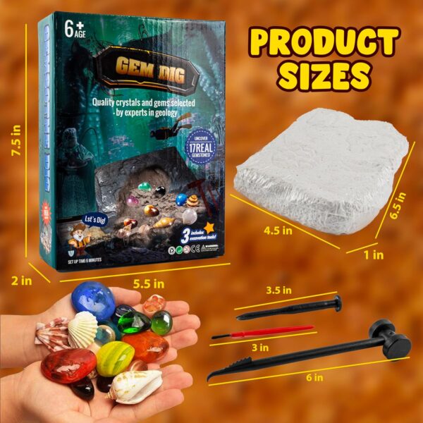 Bambibo Gemstone Dig Kit For Kids - Real Gem Digging Kit For Kids | Crystal Digging Kit For Kids | Dig For Gemstones And Crystals | Kids Archaeologist Kit | Gemstone Dig Kit For Kids 8-12 - Image 6