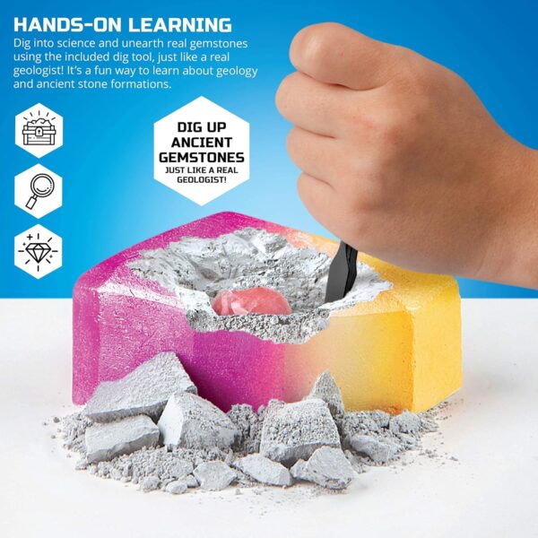 Discovery #MINDBLOWN Mini Unearthed Gemstones Dig Set, 2 Pack Excavation Kit w/Chisel, App & Poster, Interactive Archaeology Geology Experiment, Fun & Educational Science STEM Toy for Kids 6+ - Image 4
