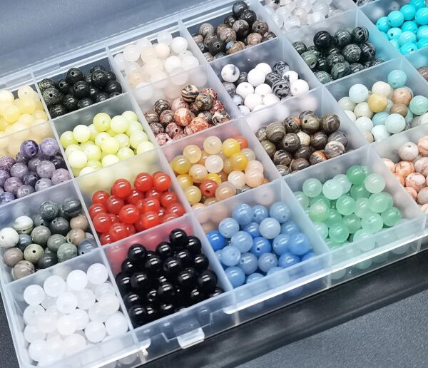 Maonewque 1200pcs 6mm Natural Round Stone Beads Real Gemstone Beading Loose Gemstone Hole Size 1mm DIY Smooth Beads for Bracelet Necklace Earrings Jewelry Making,Box Packed(24 Material -A,6mm) - Image 6