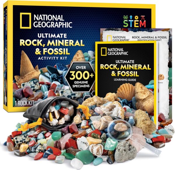 NATIONAL GEOGRAPHIC Rock Collection Box for Kids – 200 Piece Gemstones and Crystals Set Includes Geodes and Real Fossils, Rocks and Minerals Science Kit for Kids, A Geology Gift for Boys and Girls - Image 2