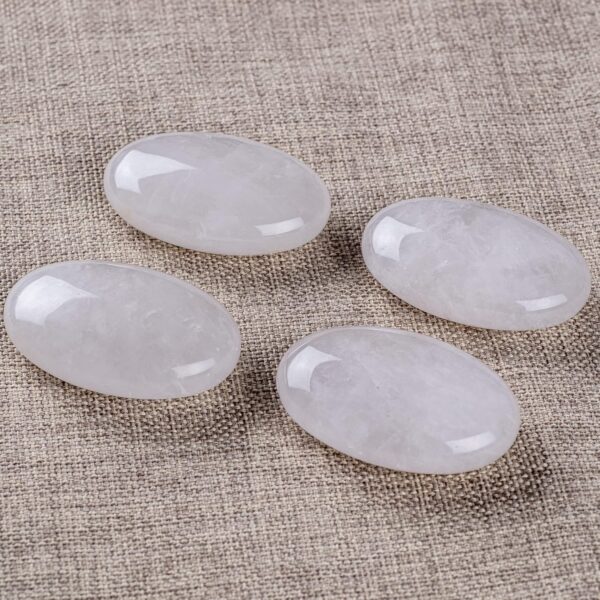 UFEEL Clear Quartz Palm Stone Crystal - Natural Chakra Therapy Polished Healing Crystal Oval Pocket Gemstone for Anxiety Stress Relief - Image 3