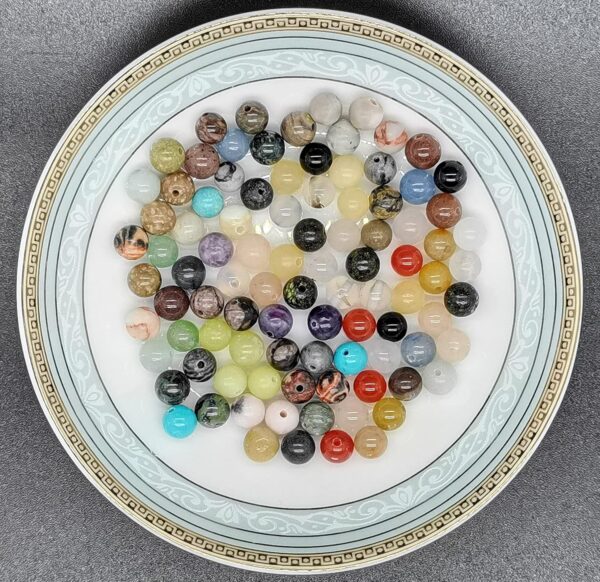 Maonewque 1200pcs 6mm Natural Round Stone Beads Real Gemstone Beading Loose Gemstone Hole Size 1mm DIY Smooth Beads for Bracelet Necklace Earrings Jewelry Making,Box Packed(24 Material -A,6mm) - Image 9